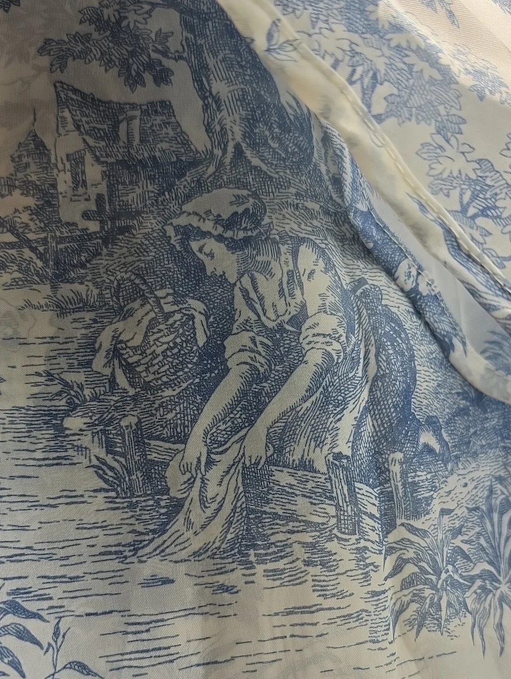 Waverly Blue Toile Valance Set Window Treatment with Tassel Classic